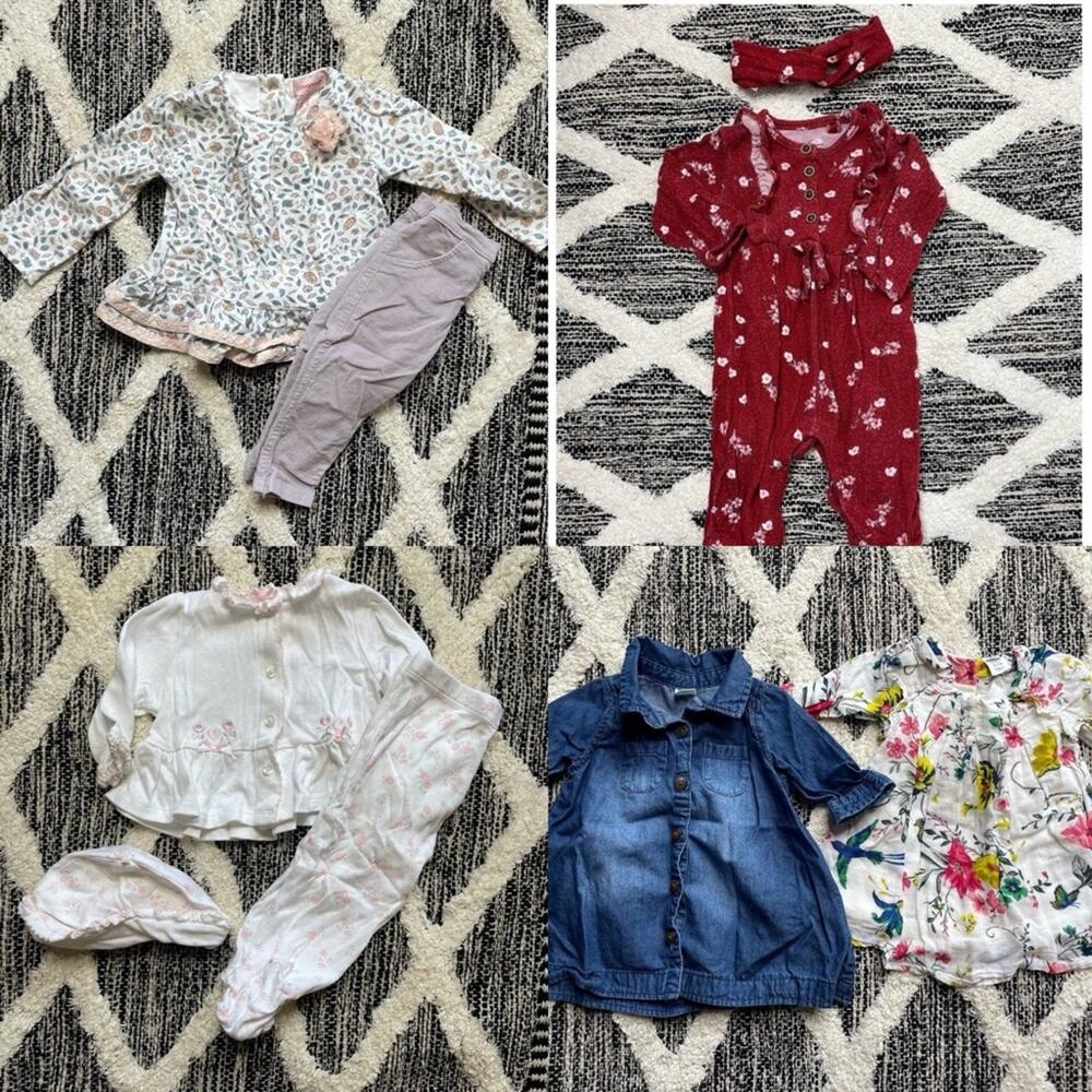 Baby Clothing Set with Floral and Denim Pieces size 3-6 mo fall winter bundle